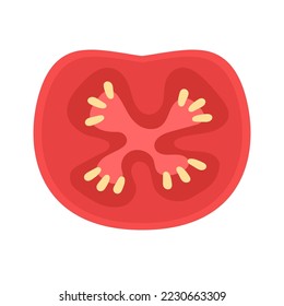 Tomato on white background. Vector illustration of fresh tomato.