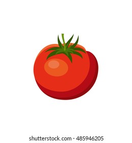 Tomato on a white background. Vegetables, vitamins, healthy food. Diet, vegetarianism. Vector