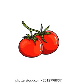 tomate sobre fundo branco. Comida vegetariana tomate em estilo de esboço para embalagem e impressões. Rabiscar. Ilustração vetorial