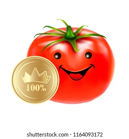 Tomato on a white background.100% quality or 100% natural. Print quality on a tomato.Tomato close-up. Red tomato.