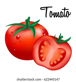 Tomato on white background.Vector illustion