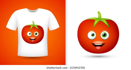 Tomato on white shirt. Vector