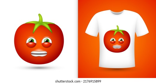Tomate auf weißem Hemd. Vektorgrafik