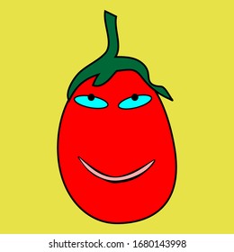tomate en un vector de fondo amarillo