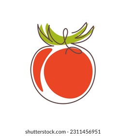 Tomato one line drawing art. Vector illustration isolated on white background. Perfect for logo, icon, sign and so on svg