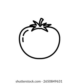 Esboço de contorno de tomate. Simples linha vegetal arte para comida ou design de receita.