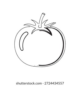 Projeto de ilustração plano de vetor de contorno de tomate