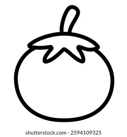 Tomato outlined icon isolated on white background. Fruit vector illustrations.