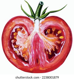 tomato painting, tomatoes on a white background oil painting, vegetables drawing for printing