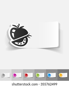 tomato paper sticker with shadow. Vector illustration