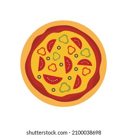 Tomato paprika pizza icon. Flat illustration of tomato paprika pizza vector icon isolated on white background