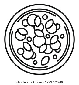 Icono de pizza de paprika de tomate. Esquema del icono vector de pizza de tomate para el diseño web aislado en fondo blanco