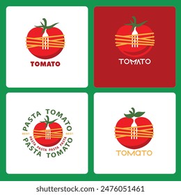 tomato pasta logo, Italian tradition, vector