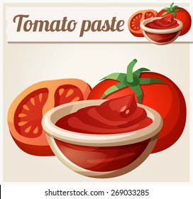 Tomato paste. Detailed Vector Icon. Series of food and drink and ingredients for cooking.