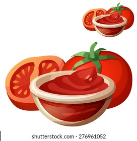 Tomato paste. Detailed Vector Icon isolated on white background. Series of food and drink and ingredients for cooking.