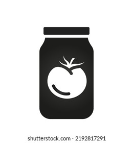 tomato paste icon. jar and vegetable preservation symbol. isolated vector image in simple style