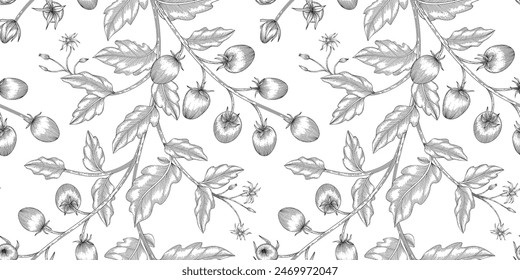 Tomato pattern black and white illustration