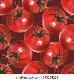 tomato pattern. Hand drawn watercolor painting. Vector illustration