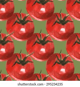 tomato pattern. Hand drawn watercolor painting. Vector illustration