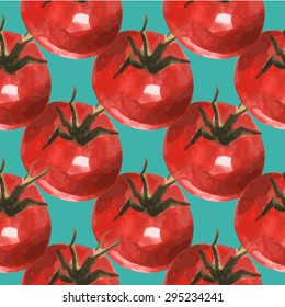 tomato pattern. Hand drawn watercolor painting. Vector illustration