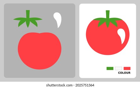 Tomato pattern for kids crafts or paper crafts. Vector illustration of fruits puzzle. cut and glue patterns for children's crafts.