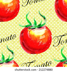 Tomato pattern on grunge background. Vector illustration