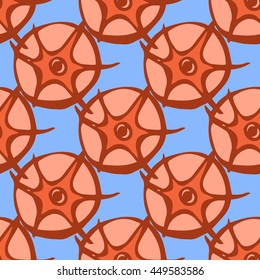 Tomato pattern on a pale blue background. Bright tomatoes, juicy flesh. Seamless texture. Suitable for packaging, labels, business cards, Wallpaper, and fabrics.