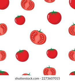 Tomato pattern on white background for wallpaper, fabric. Vector Illustrator. 