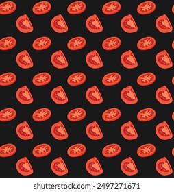 tomato pattern vector flat design isolated black background 