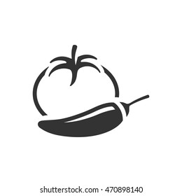 Tomato and pepper icon in single color. Spice cooking healthy lifestyle