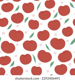 Tomato, pickled tomatoes seamless pattern. Vector Illustration for printing, backgrounds and packaging. Image can be used for greeting card, poster, sticker and textile. Isolated on white background.