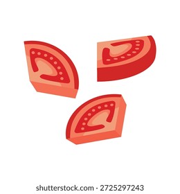 Trozos de tomate. Pequeños trozos de tomate.	