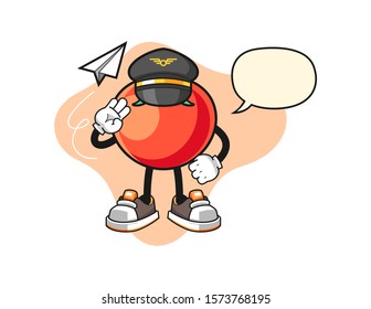 Tomato pilot with speech bubble cartoon. Mascot Character vector.