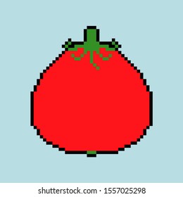 Tomato pixel art. Tomatoes 8 bit. Pixelate Vegetable. vector illustration
