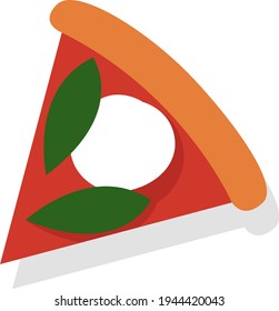 Tomato pizza slice, illustration, vector on a white background