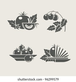 tomato products set icons vector illustration