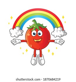 tomato with a rainbow mascot. cartoon vector