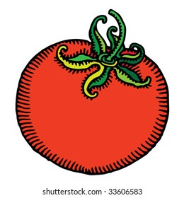 tomato red engraved
