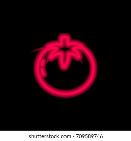 Tomato red glowing neon ui ux icon. Glowing sign logo vector