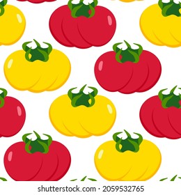 tomato red yellow vector seamless pattern