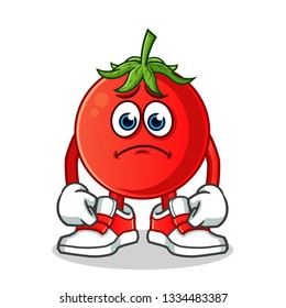 tomato sad mascot vector cartoon illustration