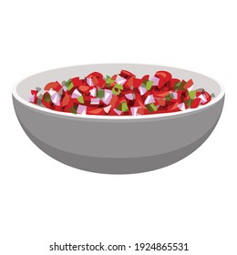 Tomatensalat-Symbol. Cartoon von Tomatensalat, Vektorsymbol für Webdesign einzeln auf weißem Hintergrund