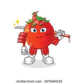 tomato samurai cartoon. cartoon mascot vector