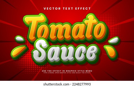 Tomato sauce 3D editable text effect. Suitable for food product needs.