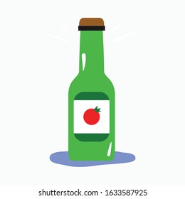 Tomato sauce bottle illustration, tomato sauce bottle vector