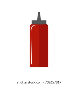 Tomato Sauce Bottle Simple Flat Illustration