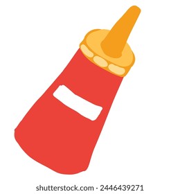 Tomato sauce bottle vector illustration, fast food ketchup or chili sauce icon