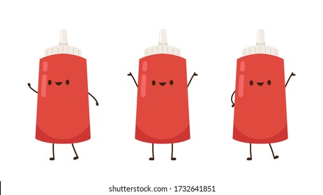 Tomato sauce character. Sauce bottle vector. Sauce bottle character design.