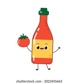 Tomato sauce character design. Tomato sauce on white background. Ketchup bottle. Tomato sauce.