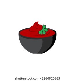 Tomato Sauce Dip Bowl Flache Illustration 